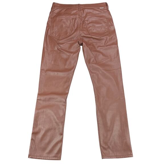 MOTHER The Mid Rise Dazzler Ankle Faux Leather Pant In Friar Brown Size 27 - Picture 10 of 11